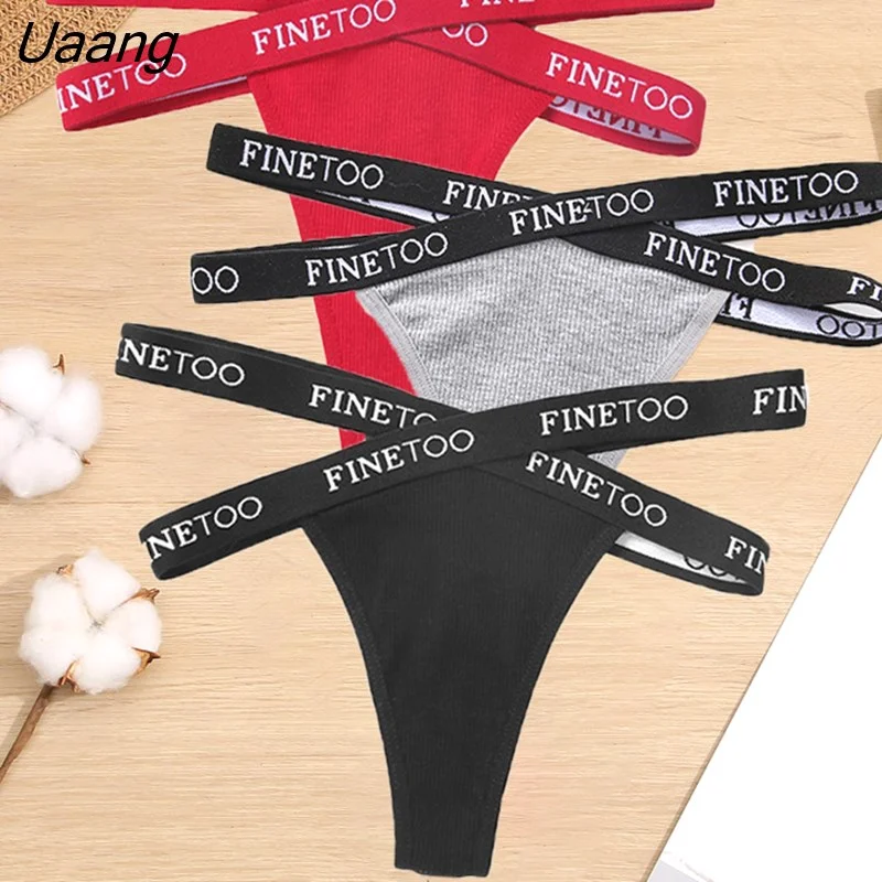 Uaang Cross Strap Cotton G-String Women's Panties FINETOO Letter High Waisted Fashion Thongs Panty Lingerie M-XL 8 Colors