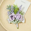 10PCS Violet Purple Wedding Catering Bridal Groom Guests Corsage Boutonniere Wrist Artificial Flower Bouquets