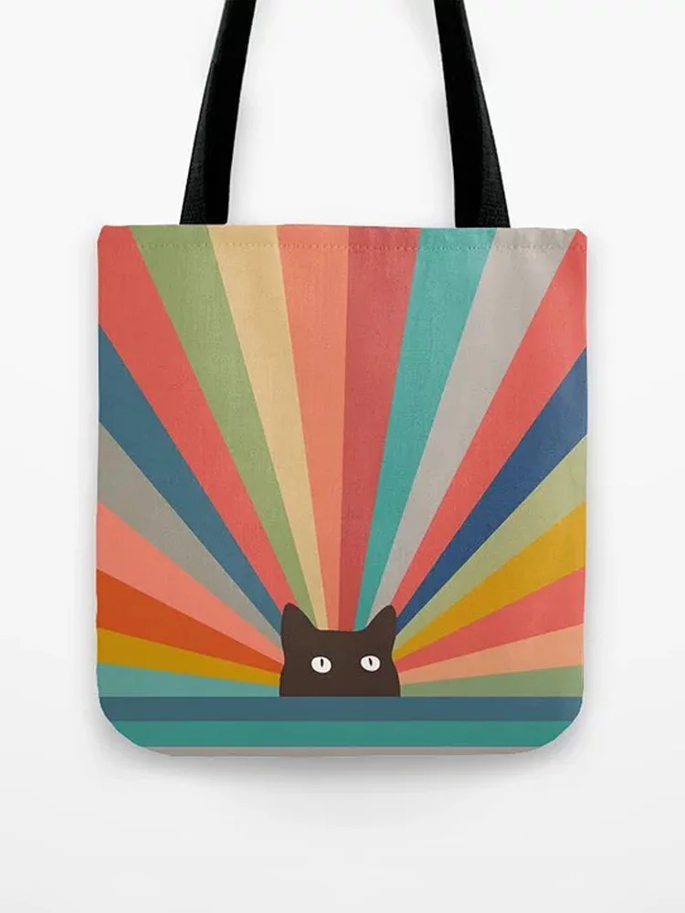 Wearshes Rainbow Cat Print Canvas Bag