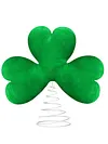 St Patricks Day Tree Topper Green Plush Shamrock with Metal Base for Decor Gift