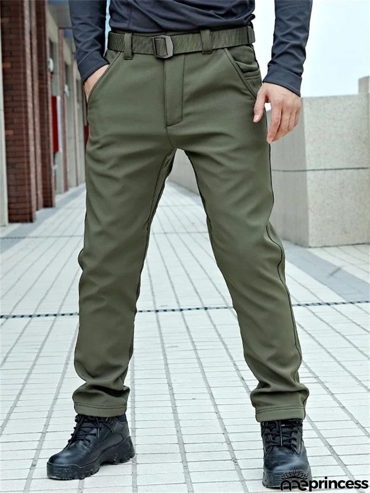 Male Relaxed Commuting Fleece Warm Long Pants