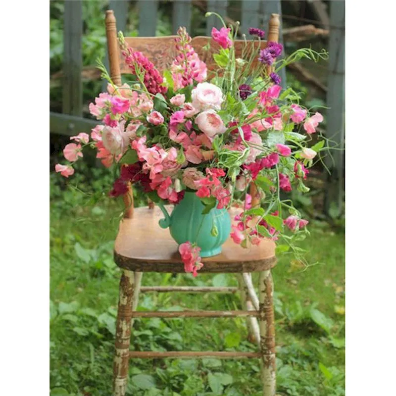Diamond Painting - Full Round/Square Drill - Flowers On Chair(30*40 - 50*60cm)