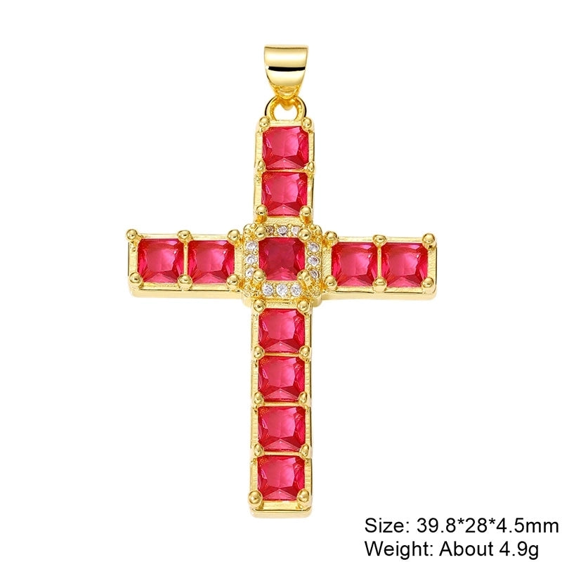 Classic Style Streetwear Cross Devil’s Eye Copper Plating Inlay Zircon 18k Gold Plated Charms