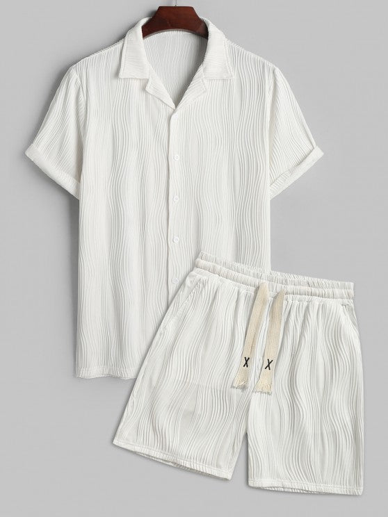 Ripple Jacquard Shirt And Shorts