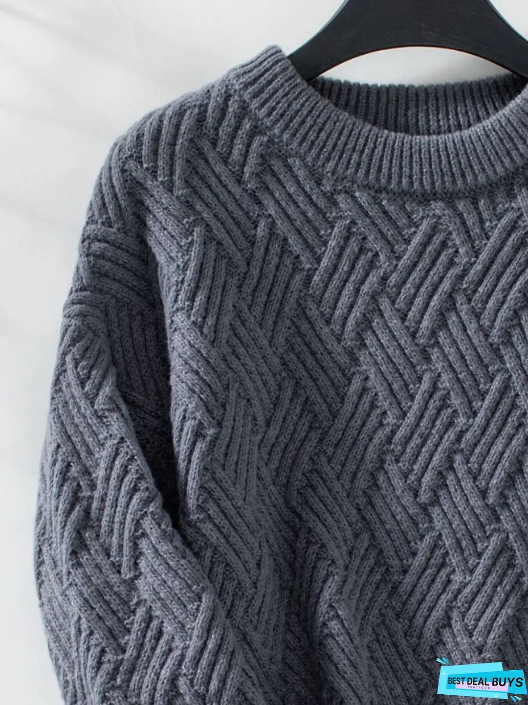 Round Neck Long Sleeve Woven Sweater