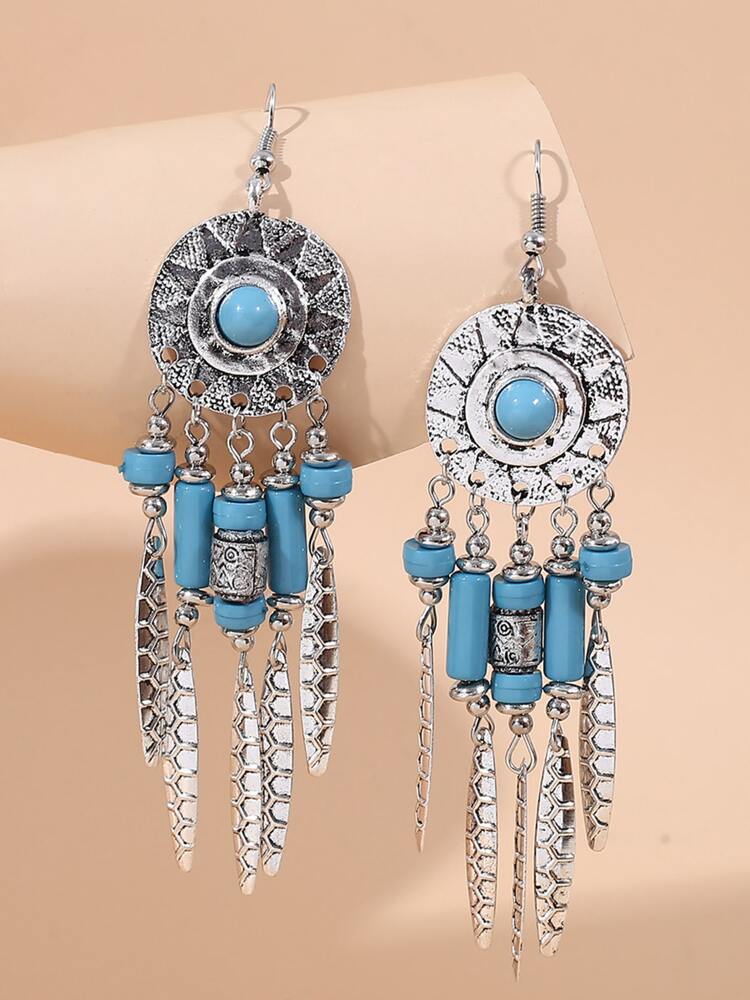 Bead Tassel Drop Earrings