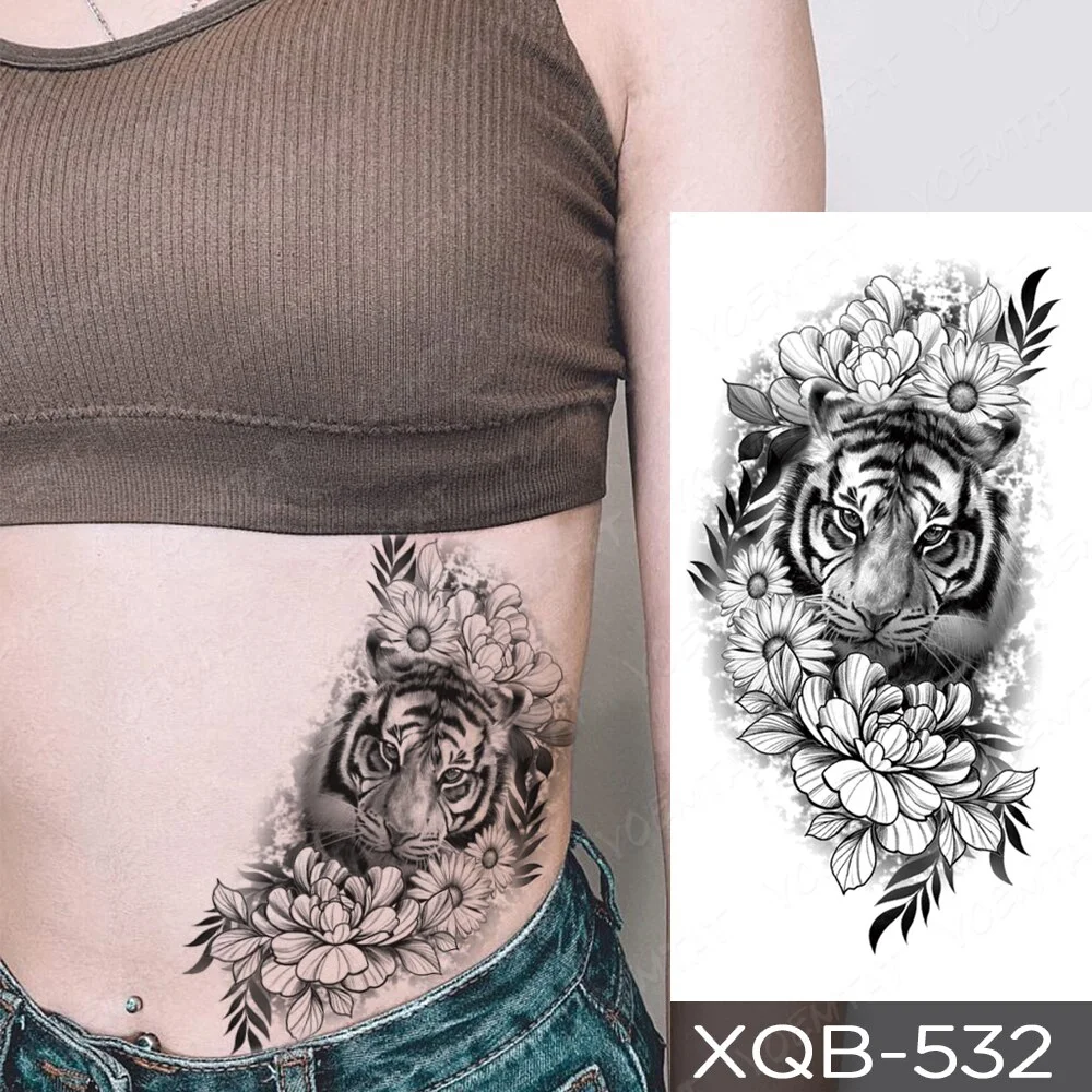 Sdrawing Temporary Tattoo Sticker Old School Lion Wolf Flash Tatto Triangle Geometry Body Art Arm Fake Tatoo Men Women
