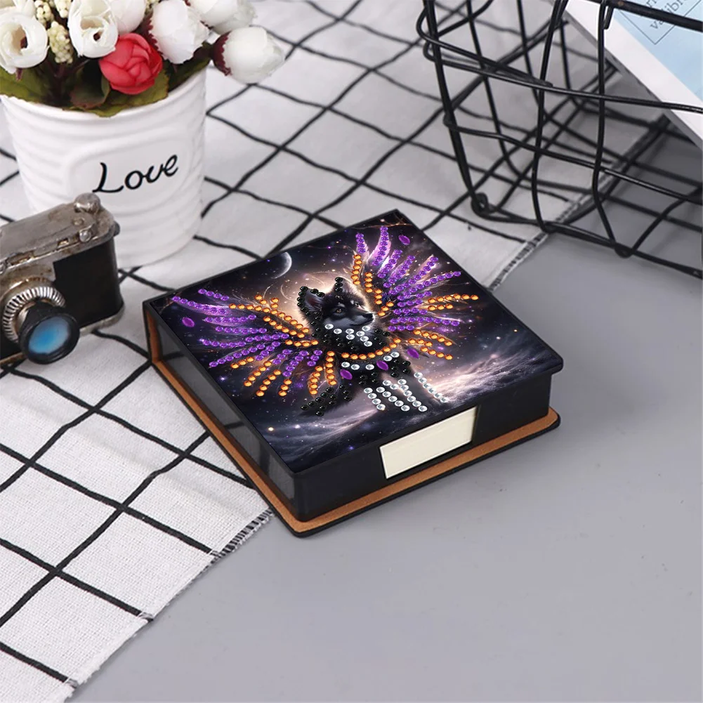 PU 5D Diamond Painting Kit Note Box DIY Diamond Art Notepad Box (Wolf)