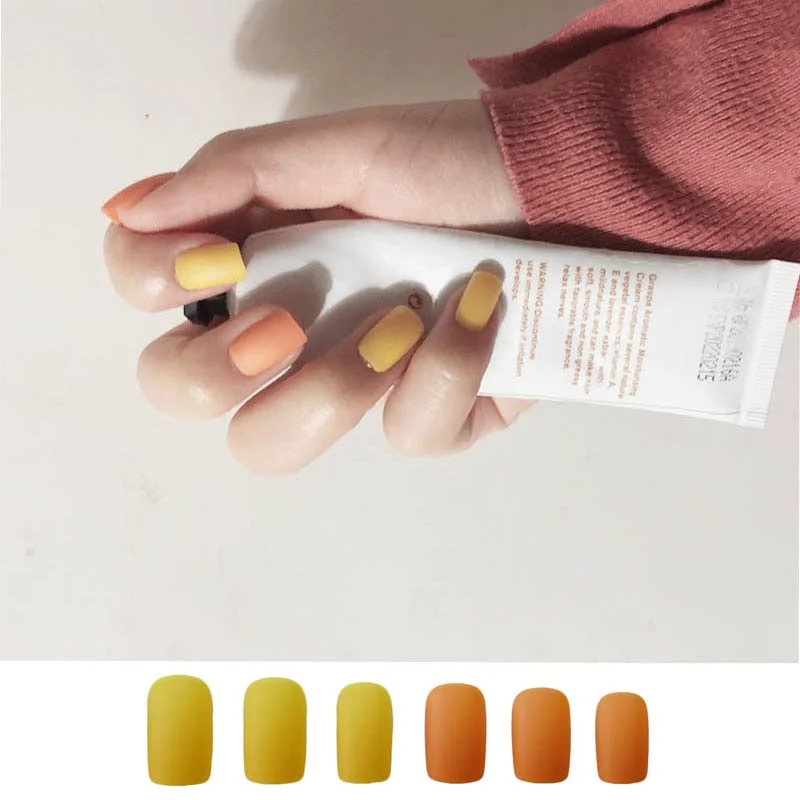 24pcs/set faux nails Accessories for women matte Pink False Nail with glue solid Color Short Square full cover press on nails-Nail Inspo