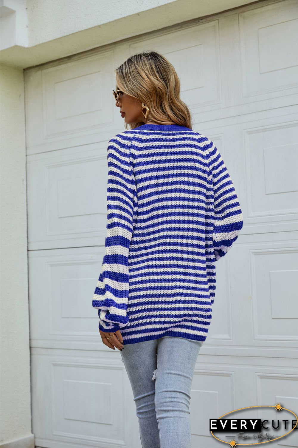 Knitted V Neck Button Down Sweater Cardigan