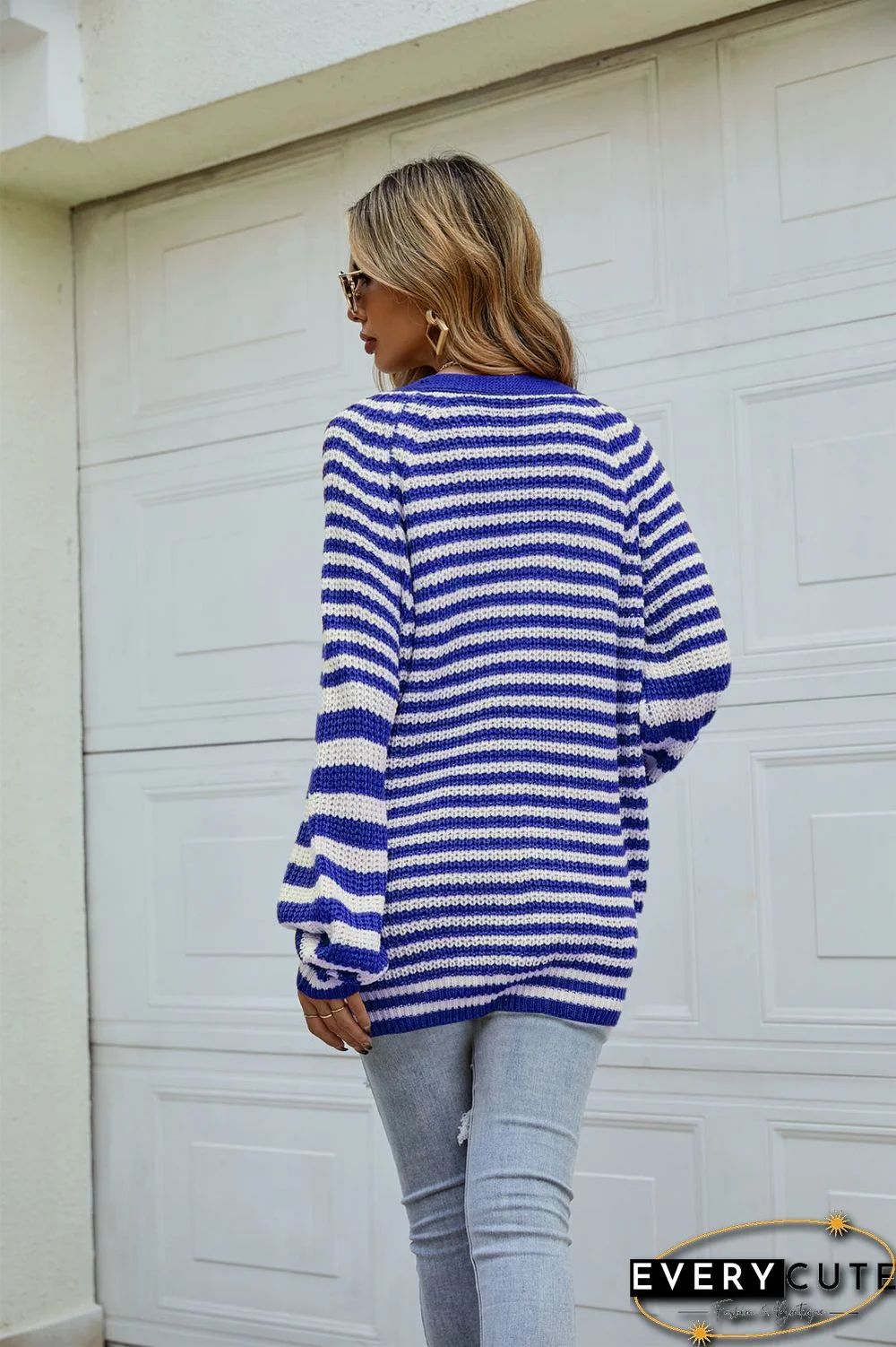 Knitted V Neck Button Down Sweater Cardigan