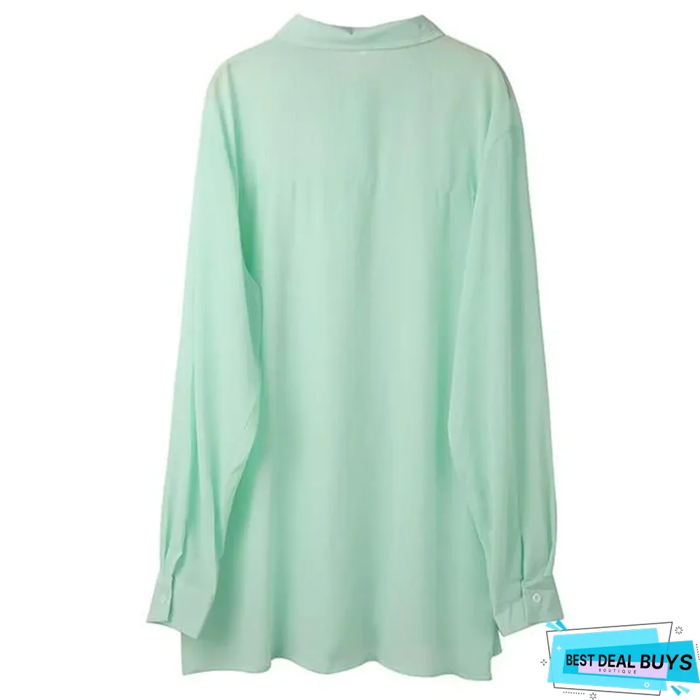 Men Casual V-Neck Solid Color Shirts