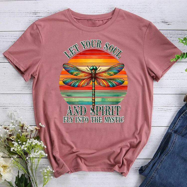 Let Your Soul and spirit fly into the mystic Round Neck T-shirt-0024491