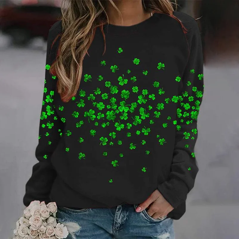 Women's St. Patrick's Day Shamrock Print Sweatshirt