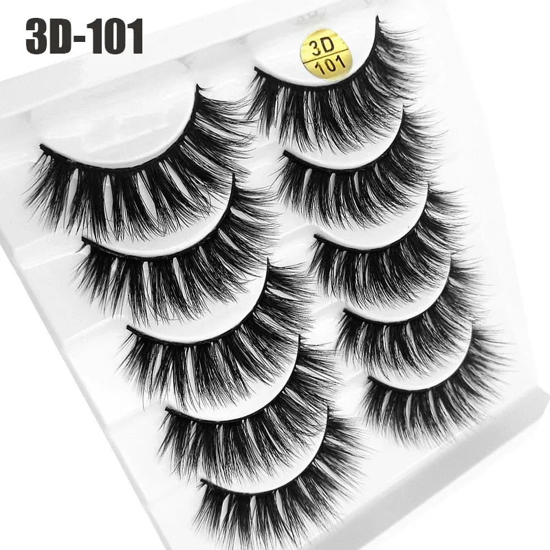 5Pairs 6D Mink Lashes False Eyelashes Natural Long Eyelash Extension Cross Volume Soft Fake Eye Lashes Winged Faux Cils Dropship