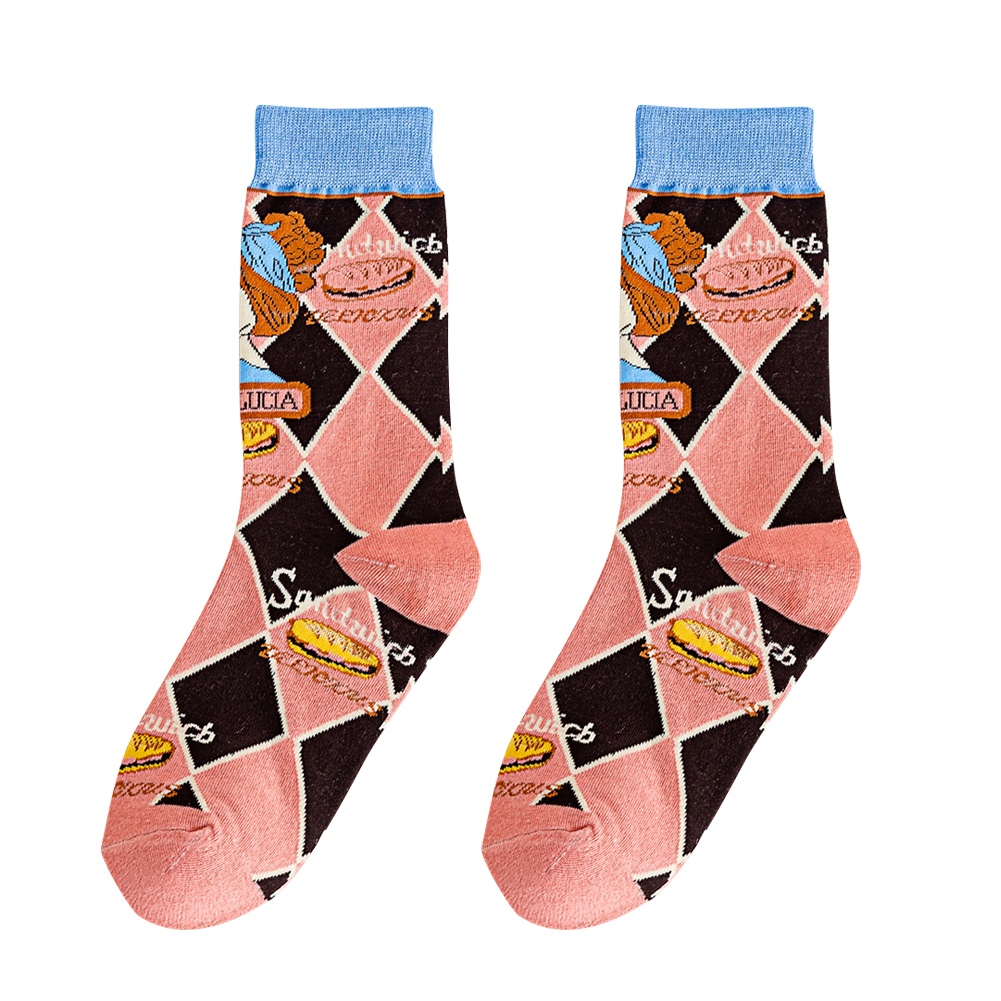 

1 Pair Korean Cotton Socks Women Men Colorful Print Mid-Calf Length Socks, 501 Original