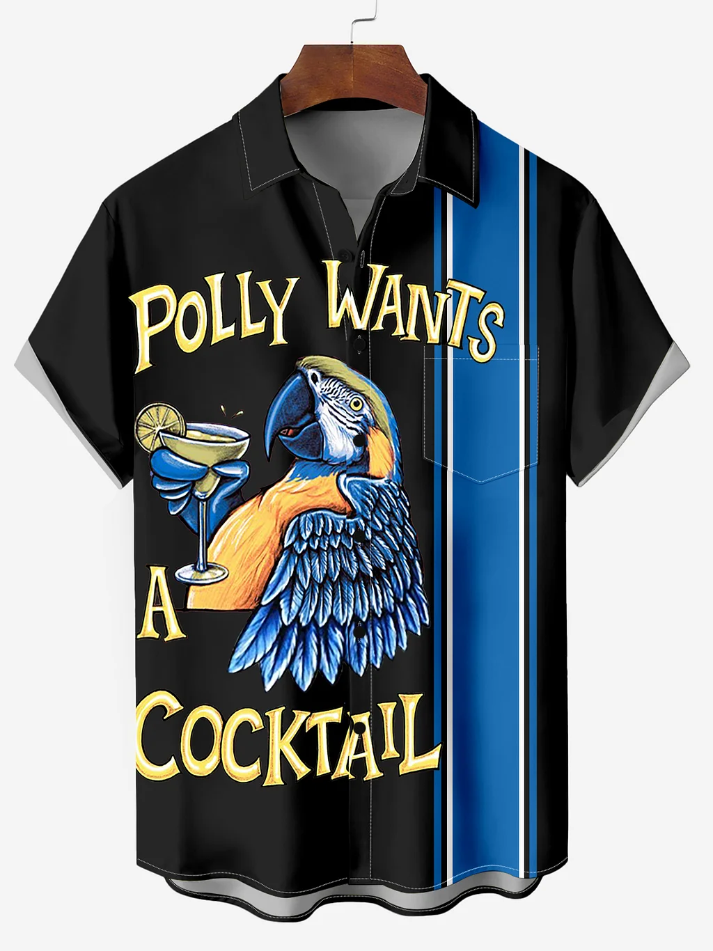 Men's Hawaiian Vacation Cartoon Striped Print Shirt PLUSCLOTHESMAN