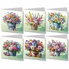 (US Local)6Pcs Flower Bucket DIY Diamond Painting Card for Holiday Party Favors for Kids Greeting Card Kit