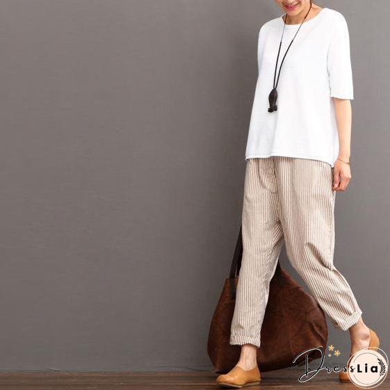 White linen top causal summer blouse women shirt