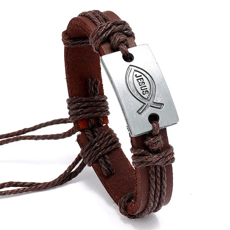 Life with Jesus is Better Brown Bracelet