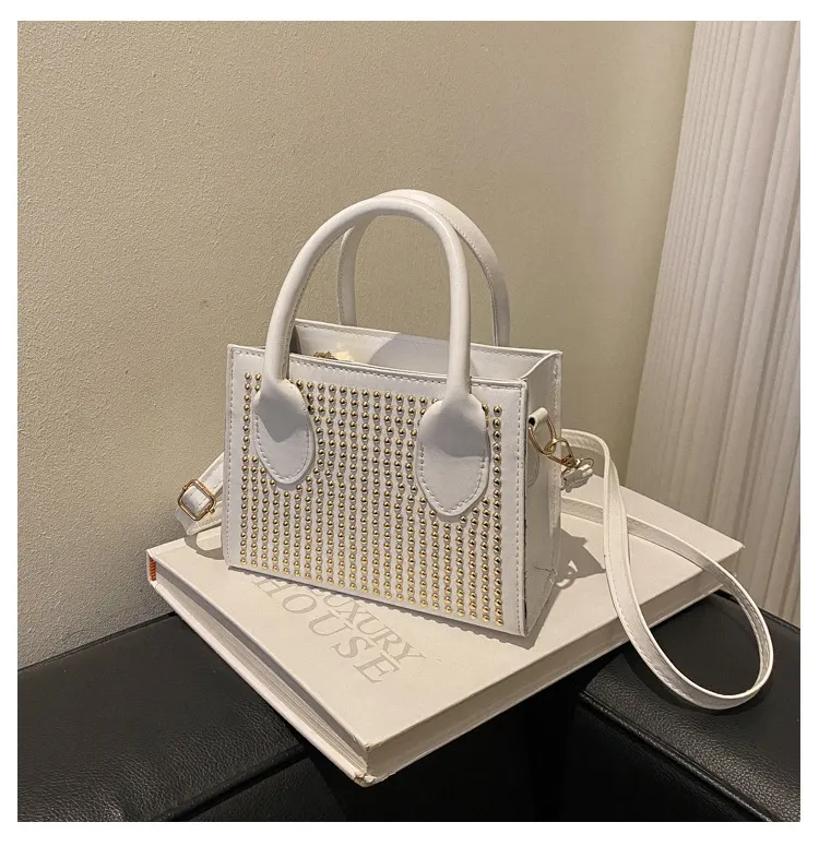 Women simple bright diamond inlaid bag Trendy portable shoulder crossbody bag