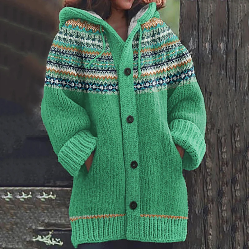 Vintage Icelandic Irregular Geometry Women's Knitted Sweater