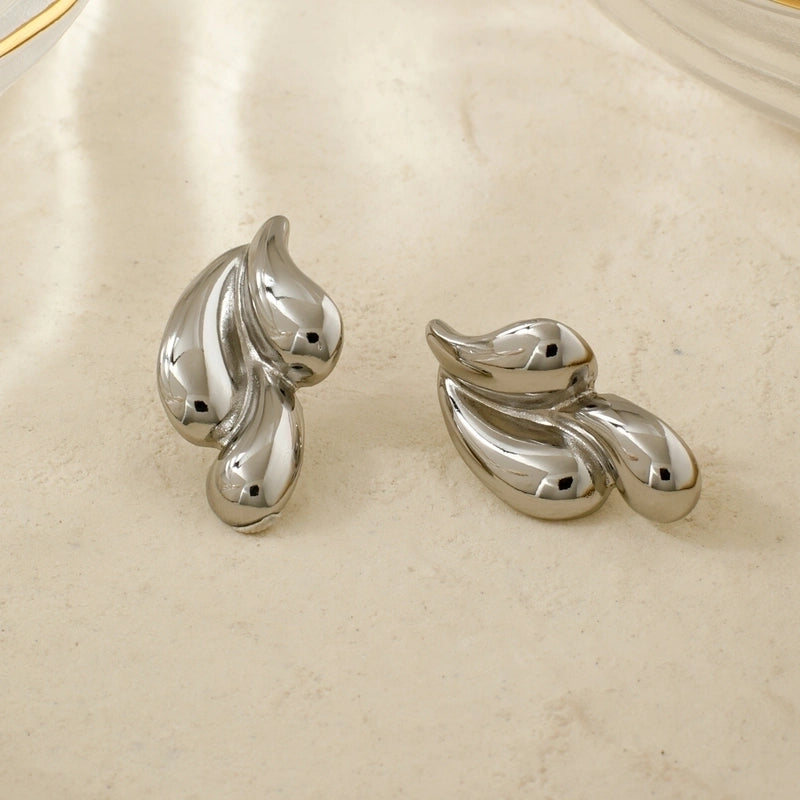 1 Pair Elegant Streetwear Water Droplets Three-dimensional 304 Stainless Steel K Gold Plated Rhodium Plated Ear Studs