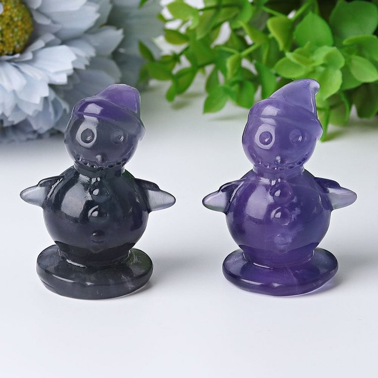 2.3" Fluorite Snowman Crystal Carvings Cartoon
