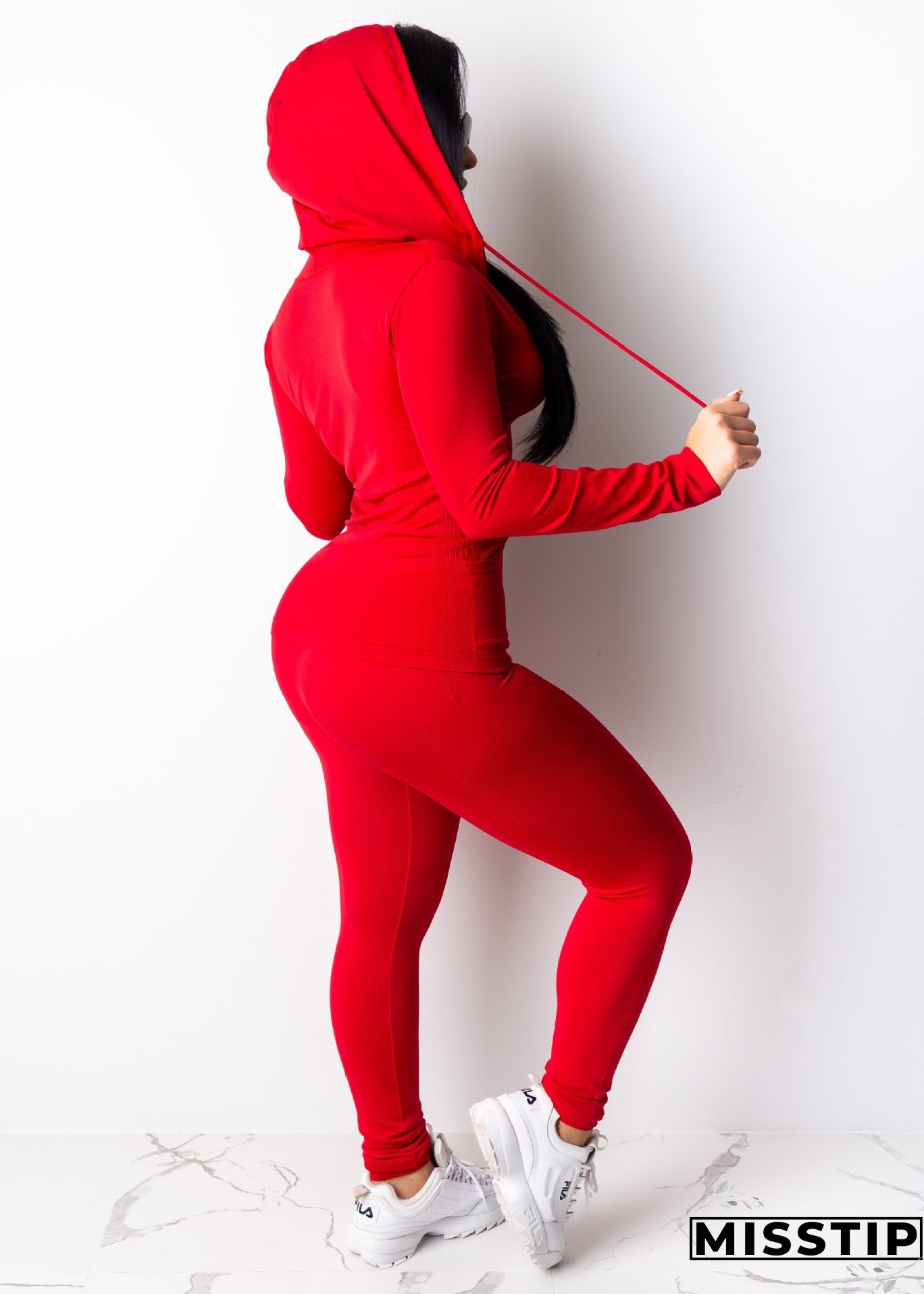 Spring Sexy Casual Solid Color Hooded Two Piece Tracksuit