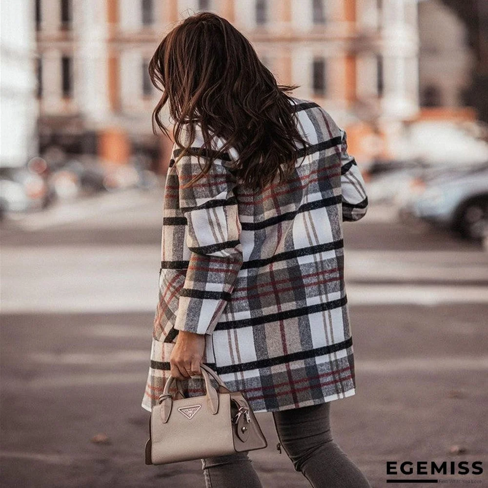 Casual Loose Plaid Woolen Cardigan Coat | EGEMISS