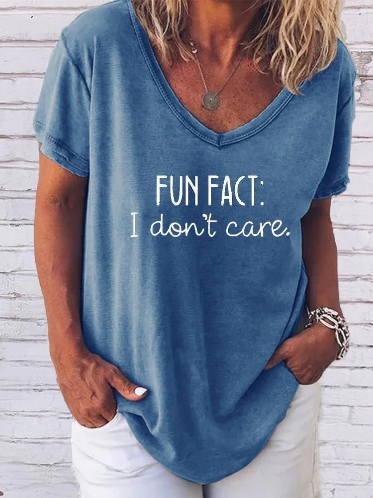 Fun Fact I Don't Care Women's Funny Slogan T-shirt
