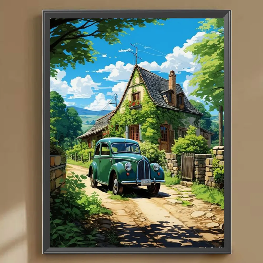 Full Round Diamond Painting 30*40cm - Woods Classic Car