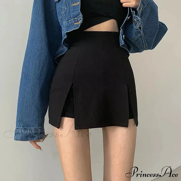 Split Skirt Office Ladies Suit Summer New Black Mini A-line Skirt Short