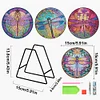 4PCS Wood Diamond Painted Placemats Kitchen Dish Mat with Holder (Dragonfly)