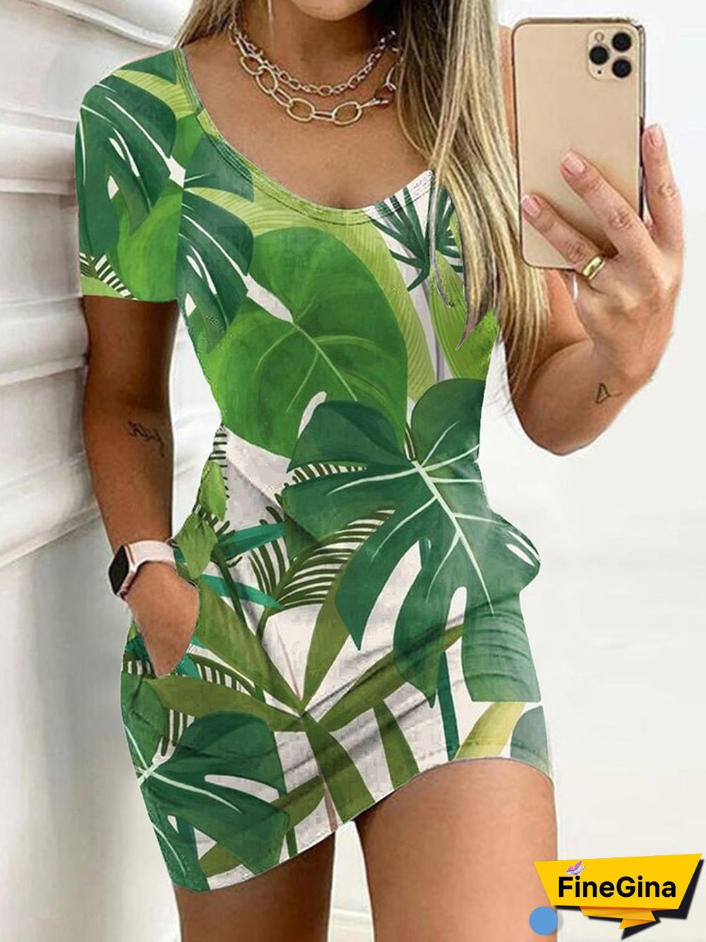 New Casual Floral Print Stitching Party Dress Sexy O Neck Slim Mini Office Dress Street Fashion Pocket Women Summer Beach Dress