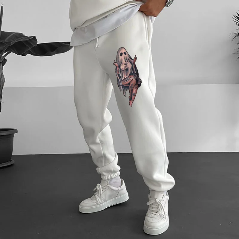 Naughty Ghost with Tattoo Men's Print Sweatpants