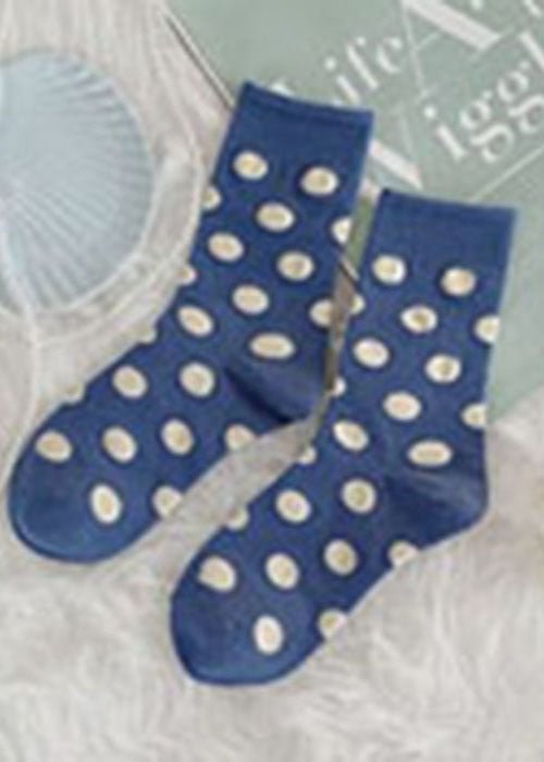 Art Blue Dot Jacquard Cotton Crew Socks CK057- Fabulory