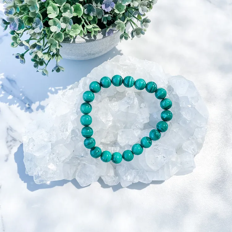 Malachite Stone Stretch Beaded Bracelet-8mm