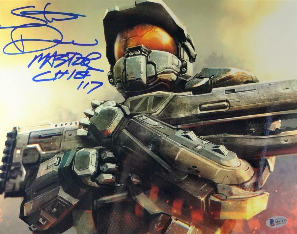 Steve Downes Autographed Halo Master Chief 11X14 Photo Poster painting- Beckett Auth *Blue