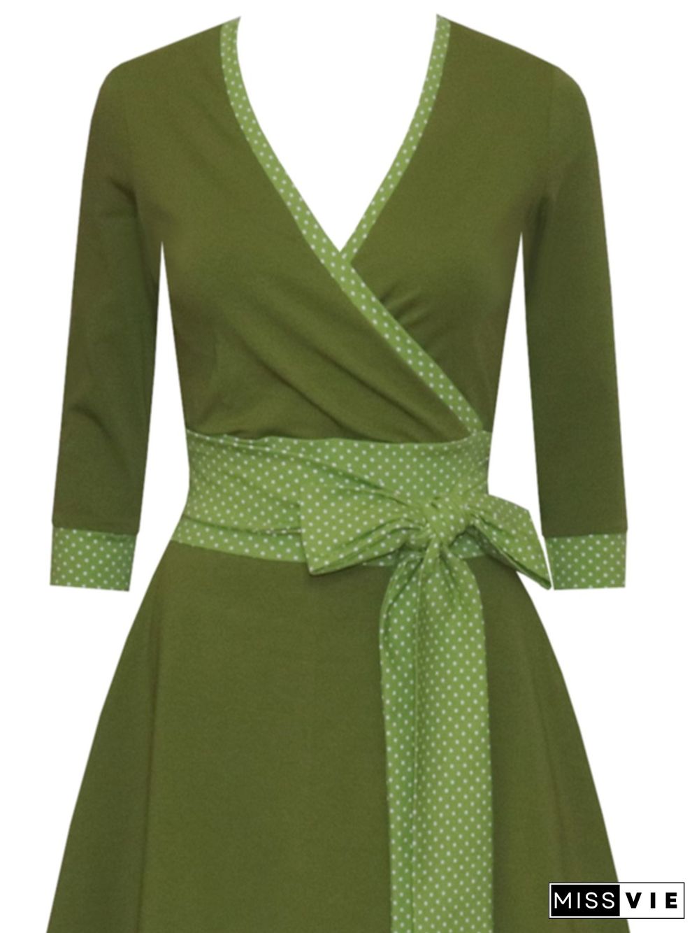 V Neck Cotton-Blend Casual Knitting Dress