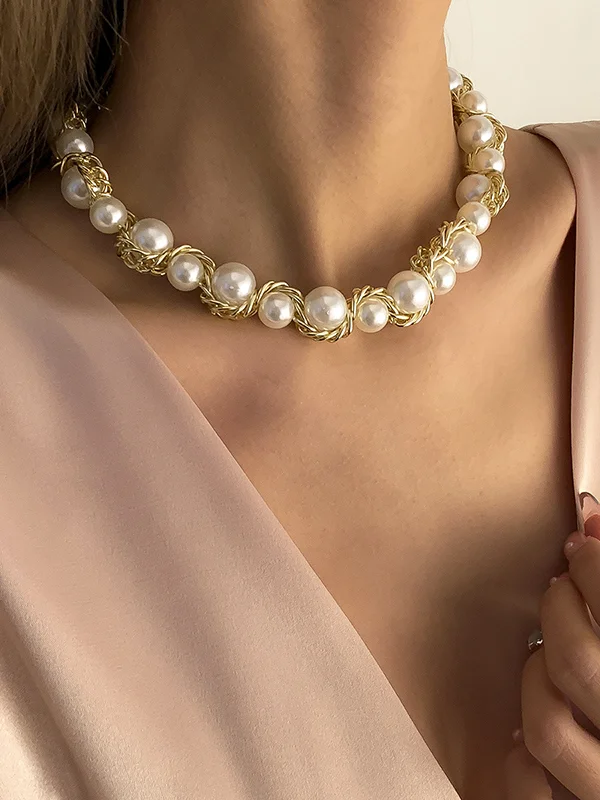 Vintage Simple Pearl Alloy Necklaces Accessories