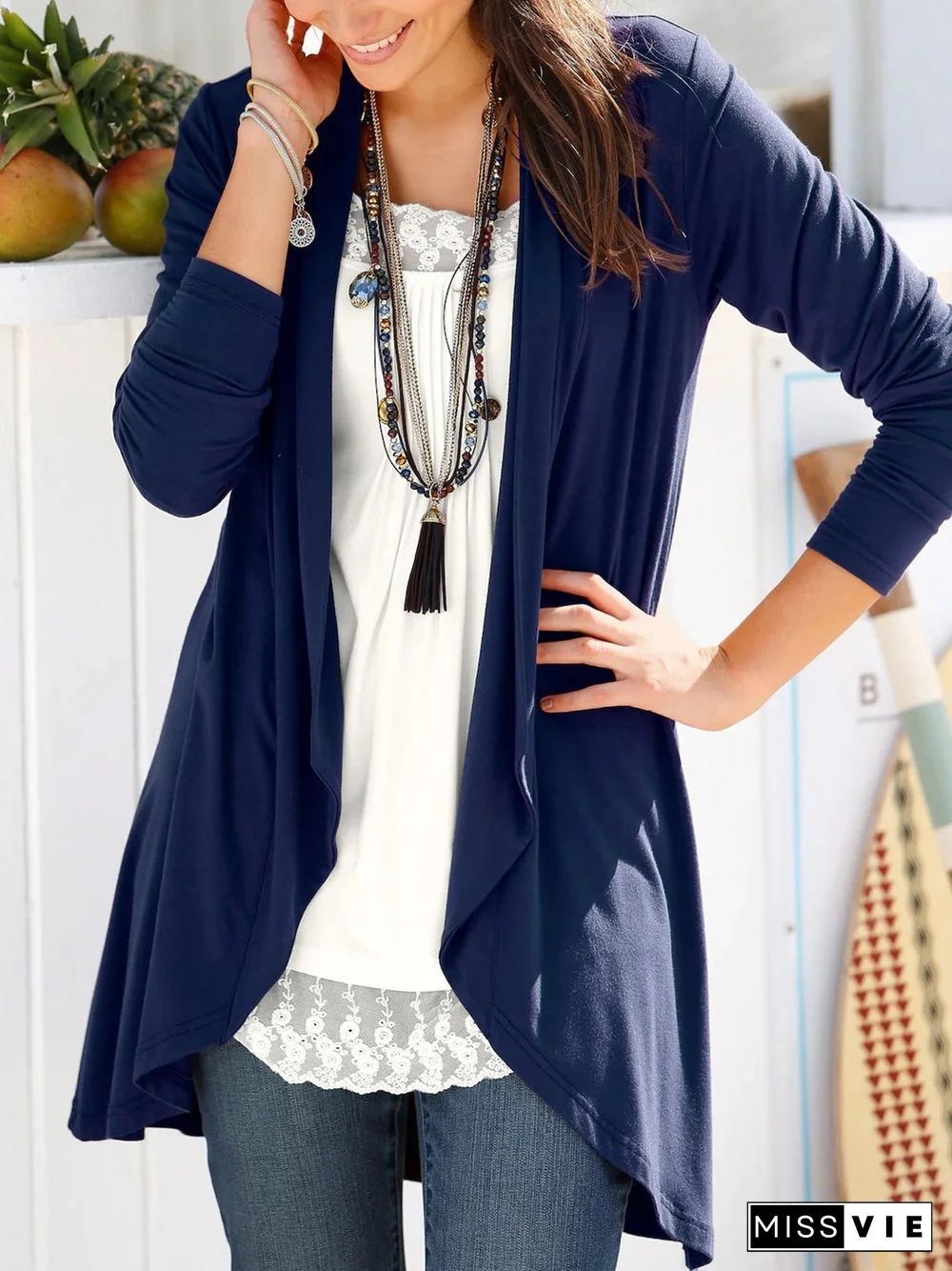 Plain Shawl Collar Casual Other Coat