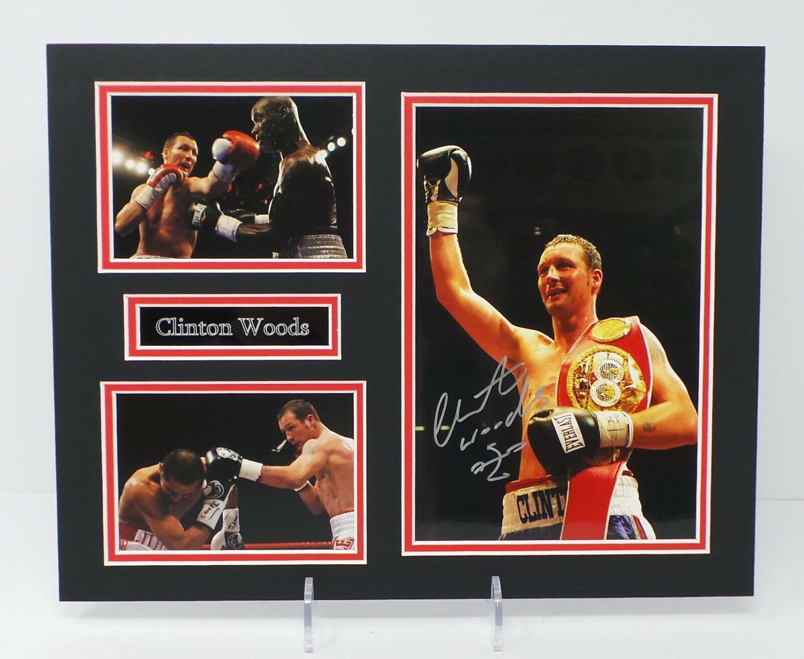 Clinton WOODS Signed Mounted Photo Poster painting Display Sheffield Champion Boxer AFTAL RD COA