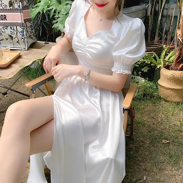 Elegant Chiffon Ruffle Puff Sleeve Fairy Dress SP15665