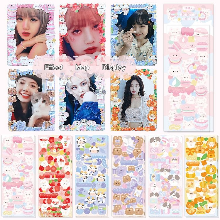 JOURNALSAY telado 12Sheets Cute Guka Idol Photo Frame Decorative Sticker Cartoon Journal