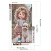 (40*70cm)Little Girl and Dog - Full Round Drill Diamond Painting