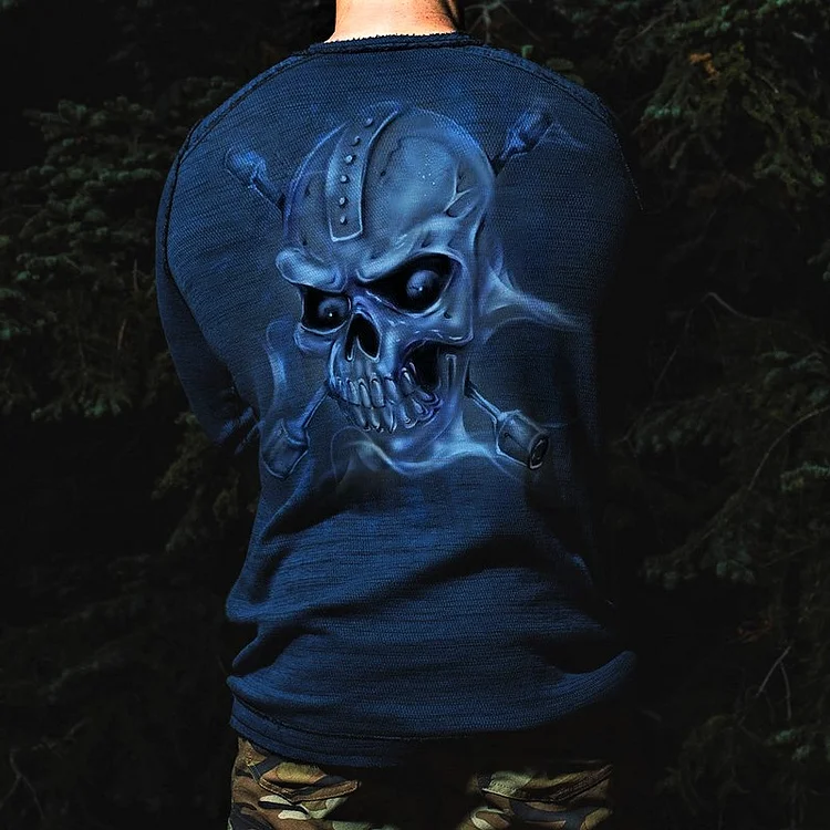 Lightning Blue Skull Mens Classic T-Shirt