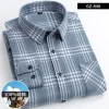 Pure cotton plaid casual square collar pocket long sleeve shirt