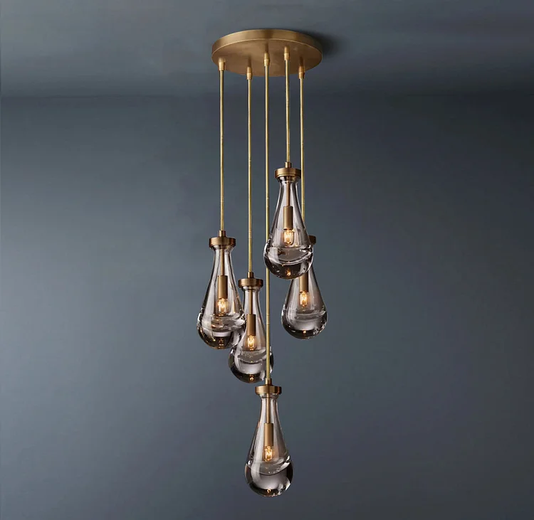 Rain Round Rod Chandelier 5-Lights Vjlight