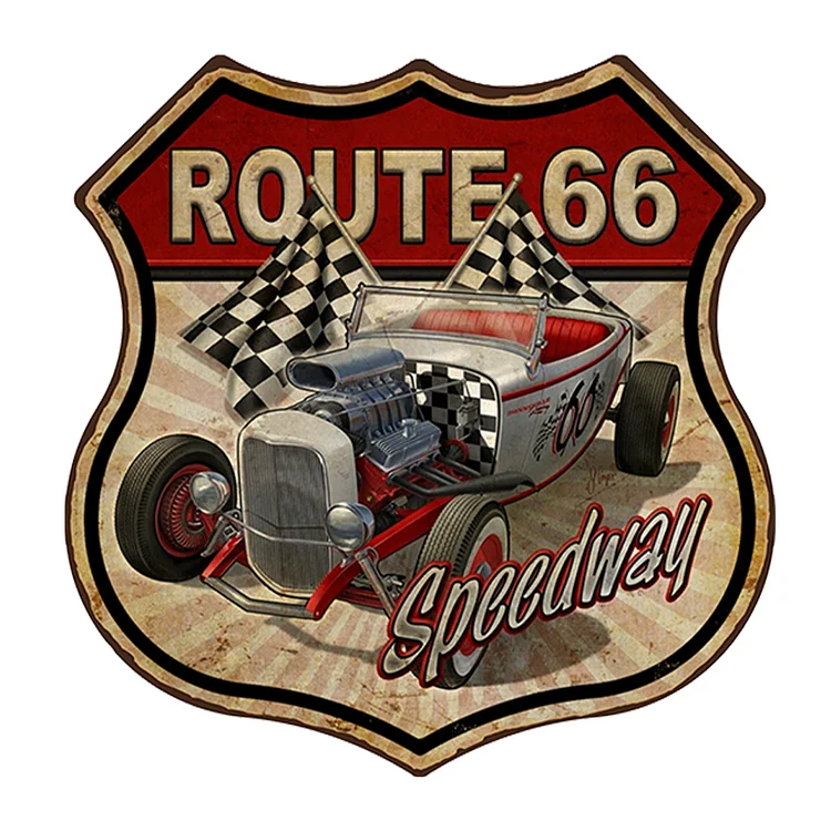 Voiture - bouclier vintage enseigne en étain - 11.8x11.8inch